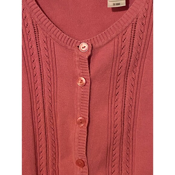 Liz Claiborne Liz & Co. Pink Knit Cardigan Petite Medium - Picture 3 of 7